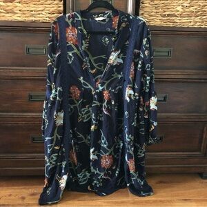 Anandas collection blue boho tunic mini dress in size 1x tiny flaw